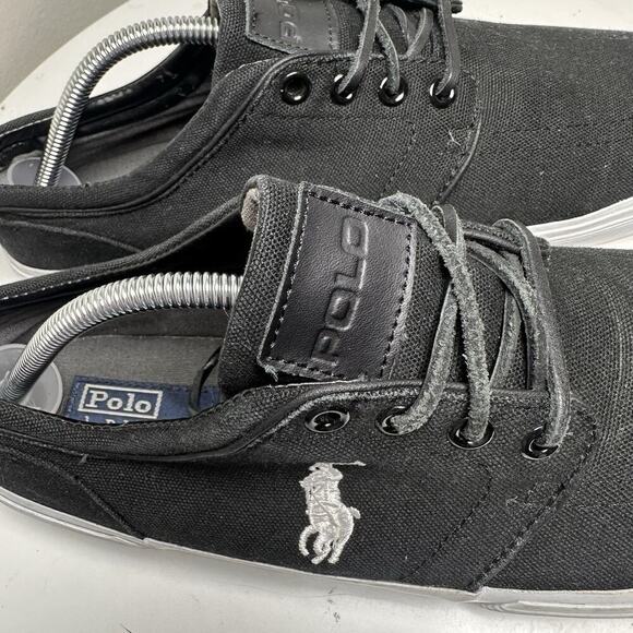 Polo Ralph Lauren Men's Classic Faxon Black Canvas Sneaker Sz 10 D Preppy Retro - Picture 10 of 16